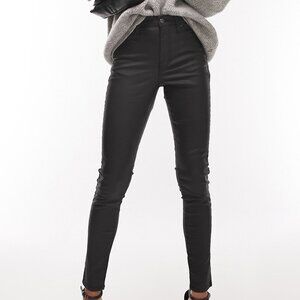 Topshop Jamie Coated Skinny Jeans; BLACK, Size: 27